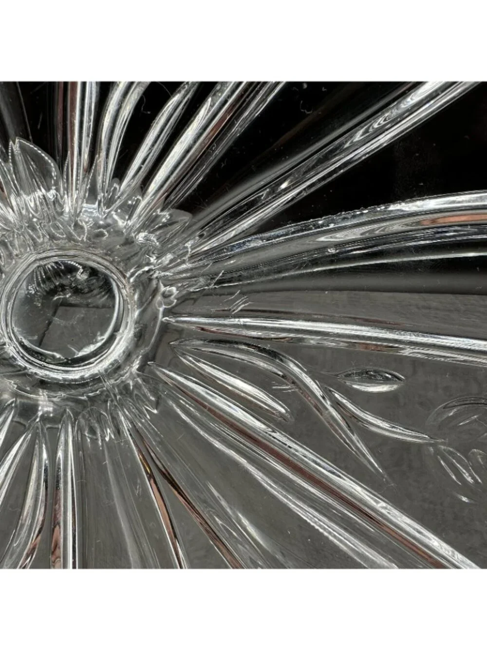 Vintage Crystal Footed Bowl Pedestal Candy Dish Starburst Fan 6.25